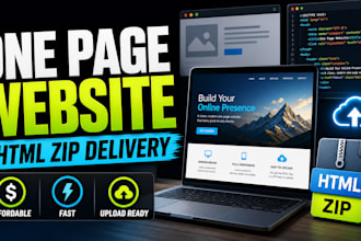 build a one page website and deliver an html zip