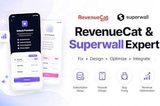 fix, and design, optimize and integrate revenuecat superwall paywalls