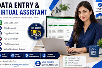 be your virtual assistant for data entry, word, excel and web research