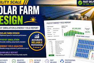 design solar farm, pvsyst simulation, energy yield report