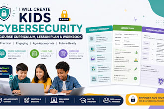 create kids cybersecurity course curriculum, lesson plan and workbook