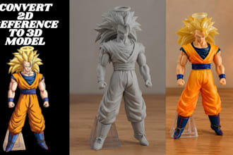 convert 2d to 3d, image to 3d logo sketch to 3d action figure 3d printing