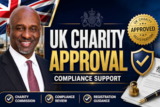 handle UK charity registration approval and compliance support