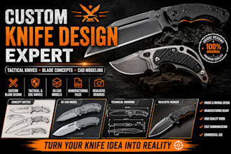 custom knife design, tactical knife, blade concept, knife cad logo design