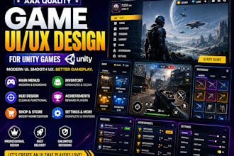 design aaa quality game ui ui hud and menu screens for unity games