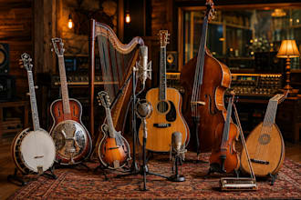 record bluegrass banjo dobro, mandolin, fiddle, guitar harmonica lute,doublebass
