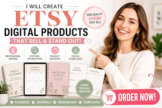 design etsy digital products, canva templates do etsy digital products etsy seo