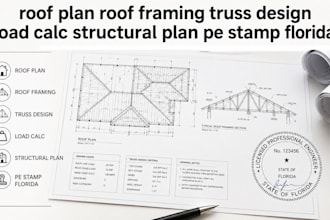 roof plan roof framing truss design load calc structural plan pe stamp florida
