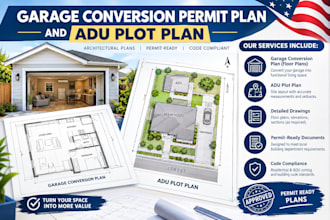 draw a garage conversion permit plan and adu plot plan