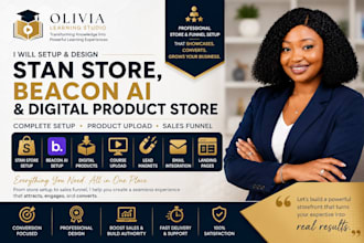 design and setup stan store, beacon ai, and digital product upload sales funnel