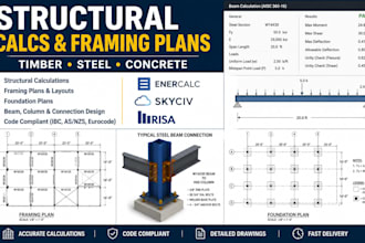 do timber steel concrete structural calculation framing foundation plan