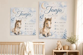 design a personalized baby birth stat poster