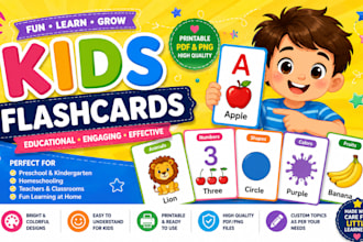 design alphabet educational flashcards for kids learning and fun