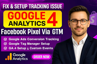 set up ga4, google tag manager, and meta pixel tracking for your website