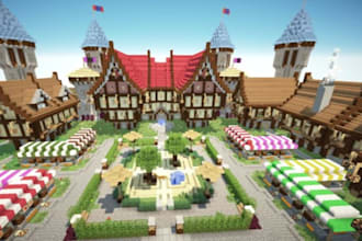 create custom minecraft city map spawn lobby fantasy world as minecraft builder