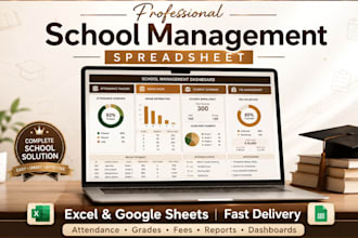 create professional school management spreadsheet in excel or google sheets