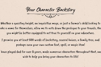 write a backstory for your character