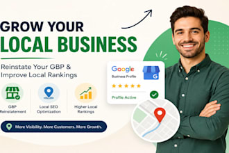 grow local business, reinstate gmb suspended profile local seo ranking