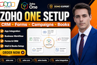 setup zoho one zoho CRM form zoho campaigns zoho integration books mail workflow