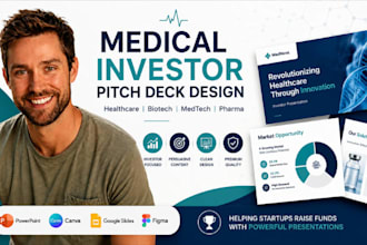 design medical investor pitch deck, healthcare startup, biotech presentation