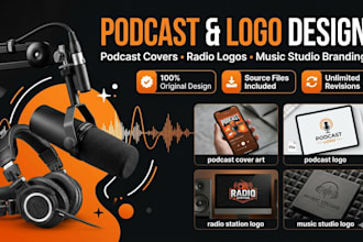 podcast cover art radio station mascot music studio podcast logo