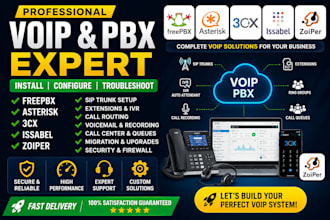install voip, freepbx, 3cx, zoiper, asterik,and issabel for you