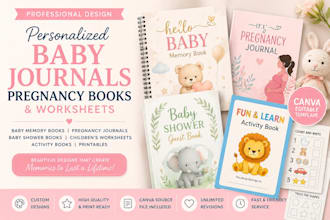 design personalized baby journals pregnancy books and worksheets