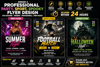 design a professional party, sport flyer, spooky flyer design