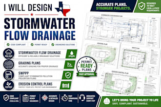 design stormwater flow drainage, grading plans, swppp, erosion control plans
