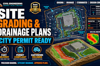 design site grading layout drainage plan and earthwork volume for city permit