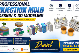 design 3d injection mold core cavity and dfm optimized cad model