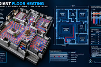 design hydronic underfloor heating layout and cad plan