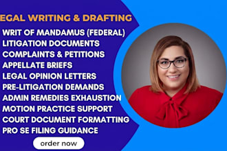 draft a writ of mandamus for filing in US federal district court