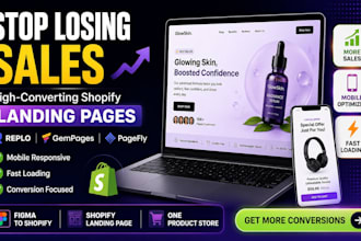build shopify landing page with replo, gempages, pagefly and figma design