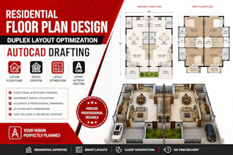 residential floor plan design, duplex layout optimization autocad drafting