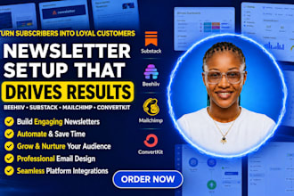 setup beehive, beehiiv newsletter, landing page, mailchimp convertkit, substack