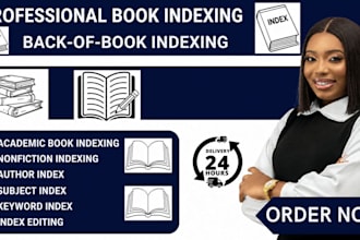 create professional back of book index of your book urgently
