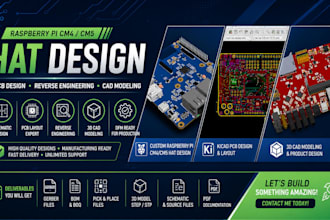 design raspberry pi cm4 and cm5 hat, pcb, reverse engineering and cad modeling