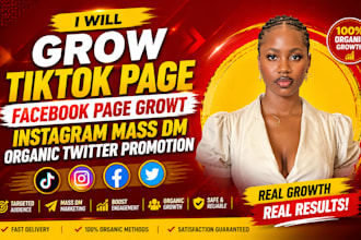 grow tiktok page facebook page growt instagram mass dm organic twitter promotion