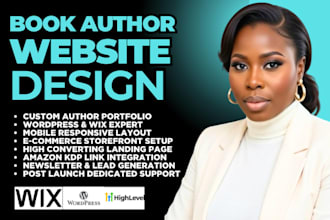 author website, book author website, ebook website, author landing page, wix web