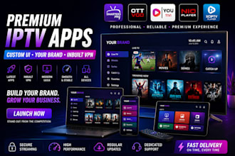 white label iptv apps like smarters TV, ott vod, youtivi with inbuilt VPN