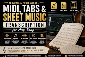 do accurate midi, tabs, and sheet music transcription for any song