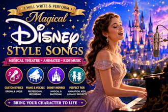 produce musical theatre, disney land, animated music, toddler, disney style