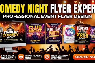 design comedy night flyer, stand up comedy night flyer, club flyer design