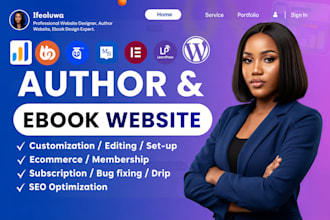 design author website, book author website, ebook website, author landing page