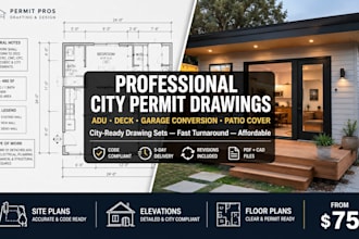 design california city permit drawing adu, deck, garage conversion, patio cover