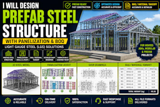 design prefab steel structure with panelization and boq