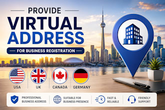 provide UK, germany, canada and USA virtual address  for business registration
