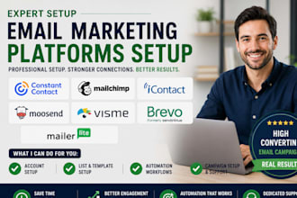 setup constant contact mailchimp icontact moosend visme brevo mailerlite