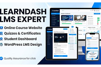 design learndash online course website with quizzes certificates and student das